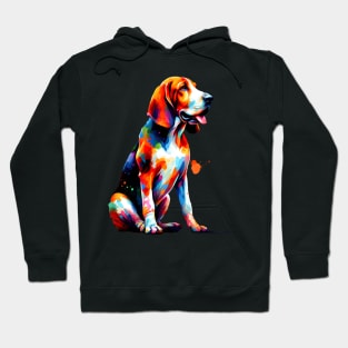 Artistic American English Coonhound in Colorful Splash Style Hoodie